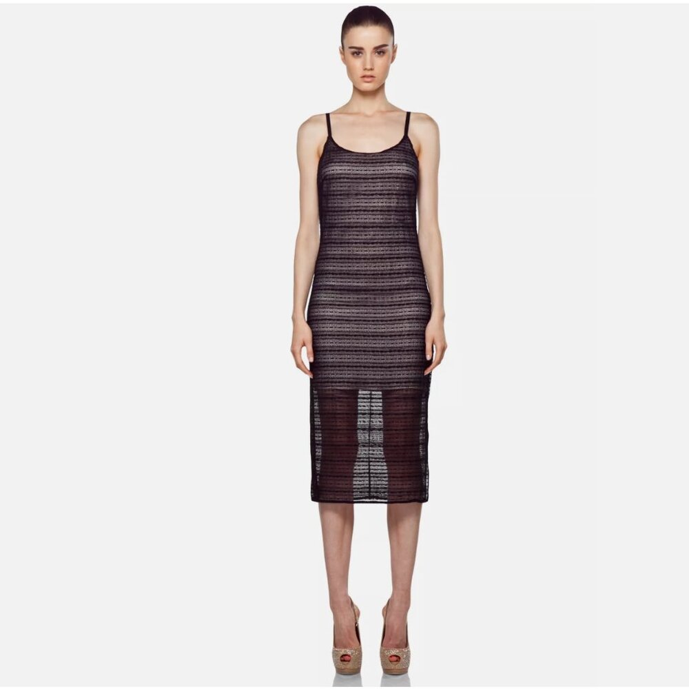 Alice + Olivia Villa Dress Black Lace Cream Lined Spaghetti Straps XS